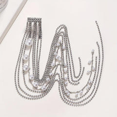 Rhinestone Tassel Hair Comb Back Head Ponytail Clip Y2K Style