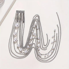 Rhinestone Tassel Hair Comb Back Head Ponytail Clip Y2K Style
