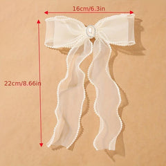 Organza Bow Hair Clip Faux Pearl Hair Clip Back Head French Barrette Head Wear