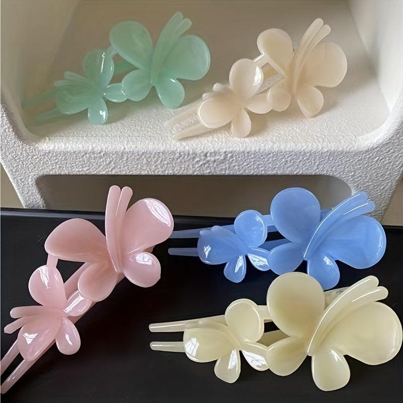 Acrylic Butterfly Hair Claw Solid Hair Clip Backe Head Clip