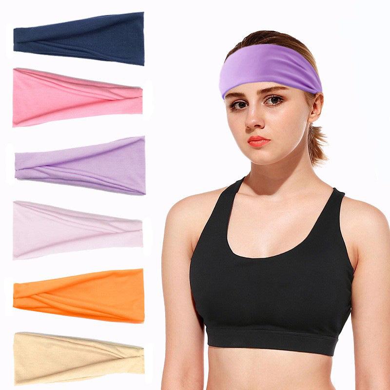 Solid Wide Brim Sports Headband Fitness Running Sweat Guide Band