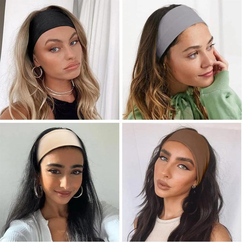 Solid Wide Brim Sports Headband Fitness Running Sweat Guide Band