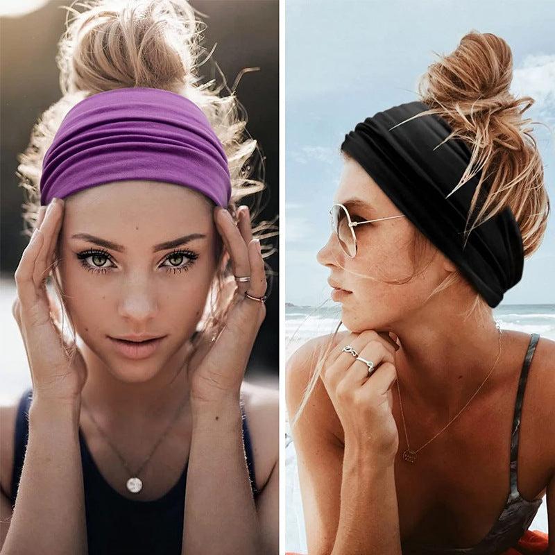 Solid Wide Brim Sports Headband Fitness Running Sweat Guide Band