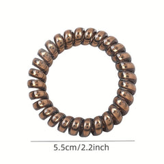 Metalic Spiral Hair Tie Resin Waterproof Ponytail Holder for Women Girls