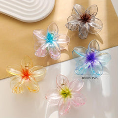 5pcs Gradient Flower Hair Claw Transparent Ponytail Holder Hair Accessories
