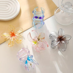 5pcs Gradient Flower Hair Claw Transparent Ponytail Holder Hair Accessories