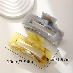 2pcs Large Hair Claw Hollow Rectangle Shark Claw Ponytail Holder