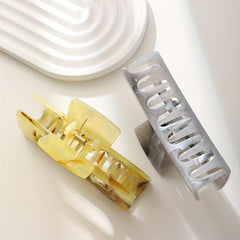2pcs Large Hair Claw Hollow Rectangle Shark Claw Ponytail Holder