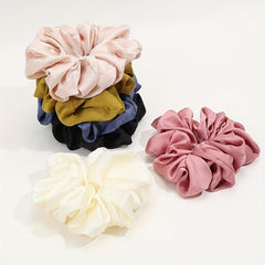 6pcs Large Hair Scrunchies Solid Elastic Ponytail Holder Soft Satin Hair Ties