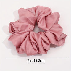 6pcs Large Hair Scrunchies Solid Elastic Ponytail Holder Soft Satin Hair Ties