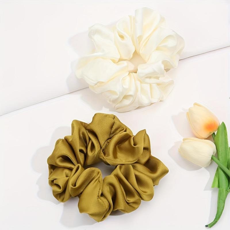 6pcs Large Hair Scrunchies Solid Elastic Ponytail Holder Soft Satin Hair Ties