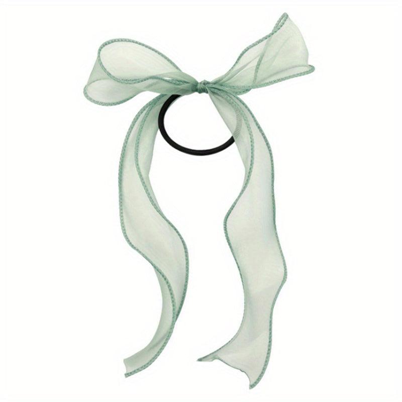 Organza Bow Scarf Hair Tie Long Ribbon Hair Tope Sweet Hair Ring