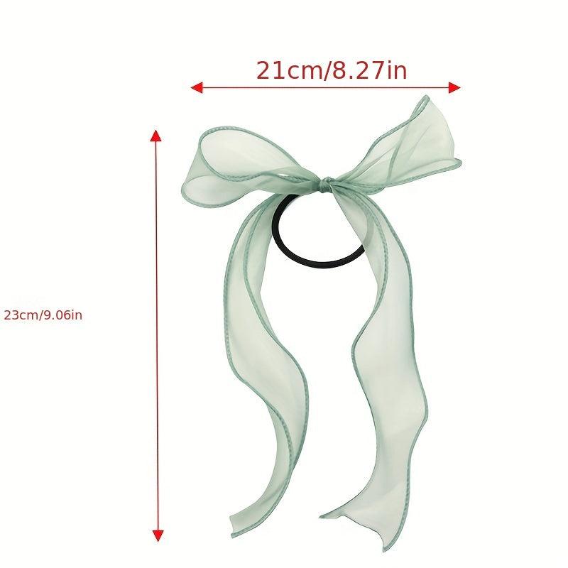 Organza Bow Scarf Hair Tie Long Ribbon Hair Tope Sweet Hair Ring