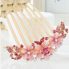 Rhinestone Flower Hair Comb 7 Teeth Metal Bridal Wedding Headdress