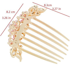 Rhinestone Flower Hair Comb 7 Teeth Metal Bridal Wedding Headdress