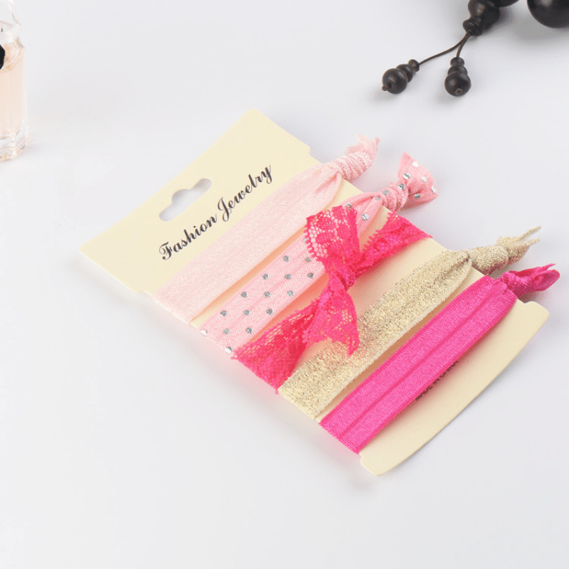 5pcs Wide Knotted Hair Tie Bracelet Style Hair Rope Lace Hair Ring