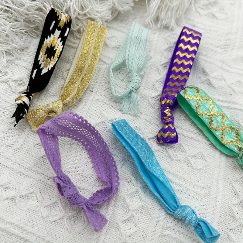 5pcs Wide Knotted Hair Tie Bracelet Style Hair Rope Lace Hair Ring