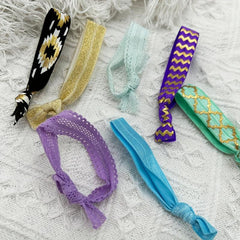 5pcs Wide Knotted Hair Tie Bracelet Style Hair Rope Lace Hair Ring