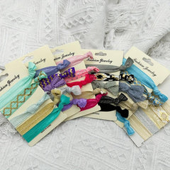 5pcs Wide Knotted Hair Tie Bracelet Style Hair Rope Lace Hair Ring