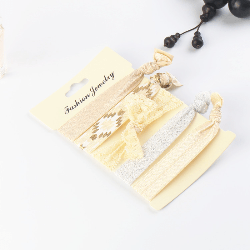 5pcs Wide Knotted Hair Tie Bracelet Style Hair Rope Lace Hair Ring