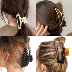4pcs Vintage Metal Hair Claw Set with Acetate Shark Claw