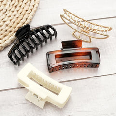 4pcs Vintage Metal Hair Claw Set with Acetate Shark Claw