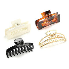 4pcs Vintage Metal Hair Claw Set with Acetate Shark Claw