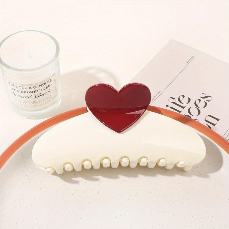 Glossy Candy Hair Claw Heart Decor Ponytail Holder Sweet Hair Clip