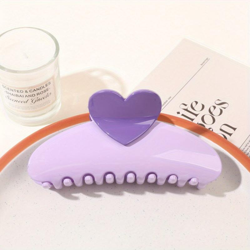 Glossy Candy Hair Claw Heart Decor Ponytail Holder Sweet Hair Clip