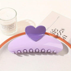 Glossy Candy Hair Claw Heart Decor Ponytail Holder Sweet Hair Clip