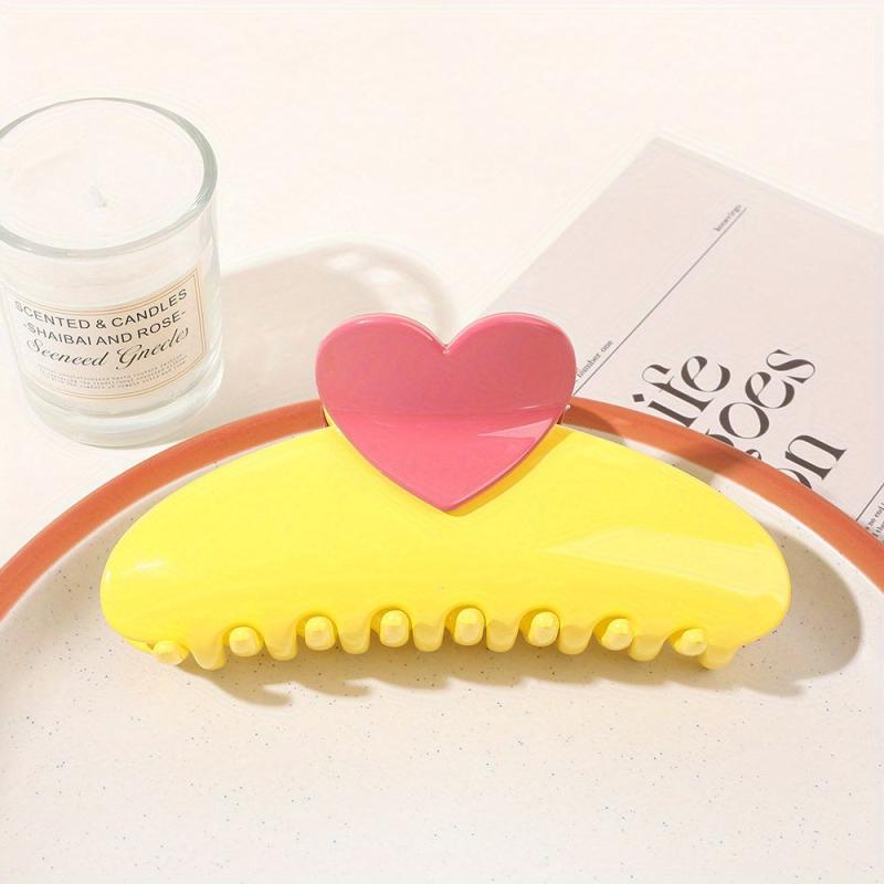 Glossy Candy Hair Claw Heart Decor Ponytail Holder Sweet Hair Clip