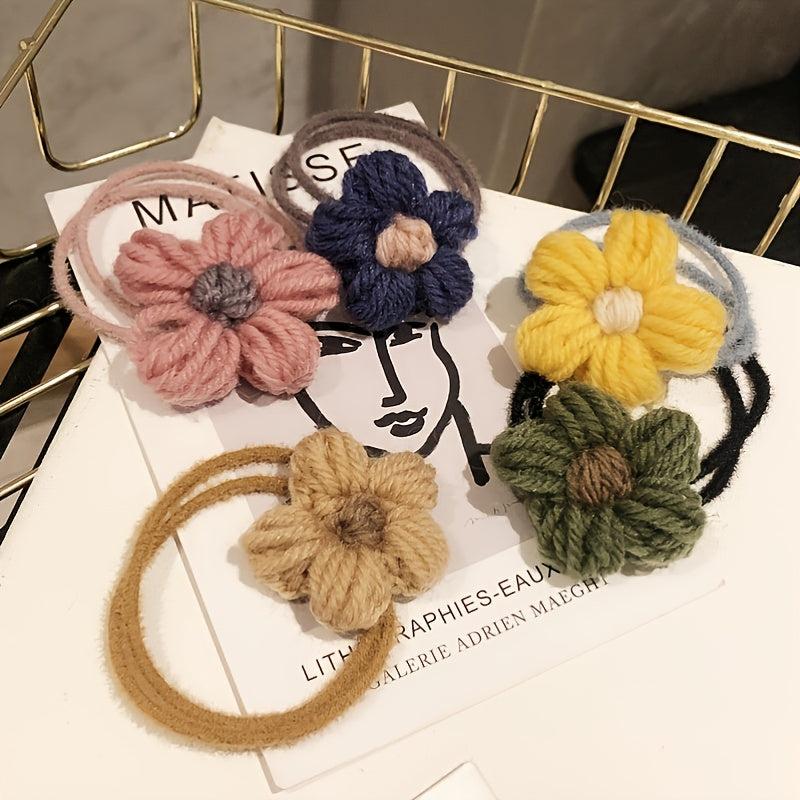 Wool Flower Hair Ring Women's Sweet Hair Accessories