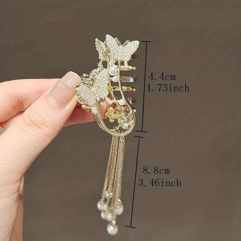 Faux Pearl Butterfly Hair Claw Pendant Head Jewelry Hair Accessories
