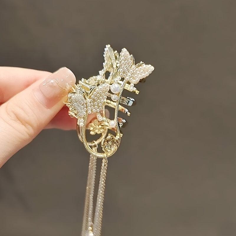 Faux Pearl Butterfly Hair Claw Pendant Head Jewelry Hair Accessories