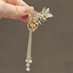 Faux Pearl Butterfly Hair Claw Pendant Head Jewelry Hair Accessories