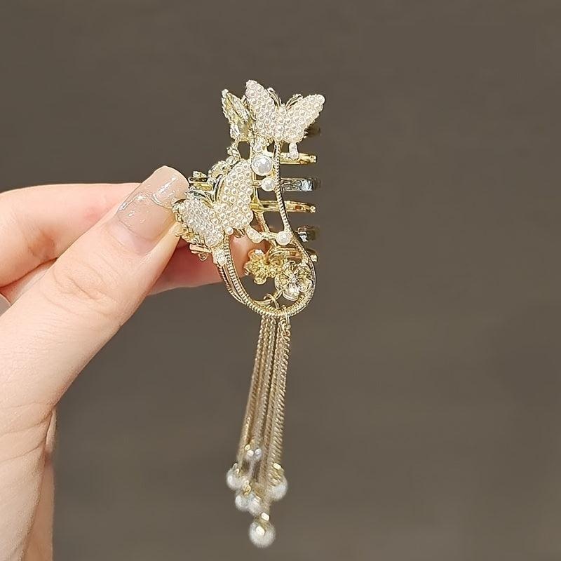 Faux Pearl Butterfly Hair Claw Pendant Head Jewelry Hair Accessories