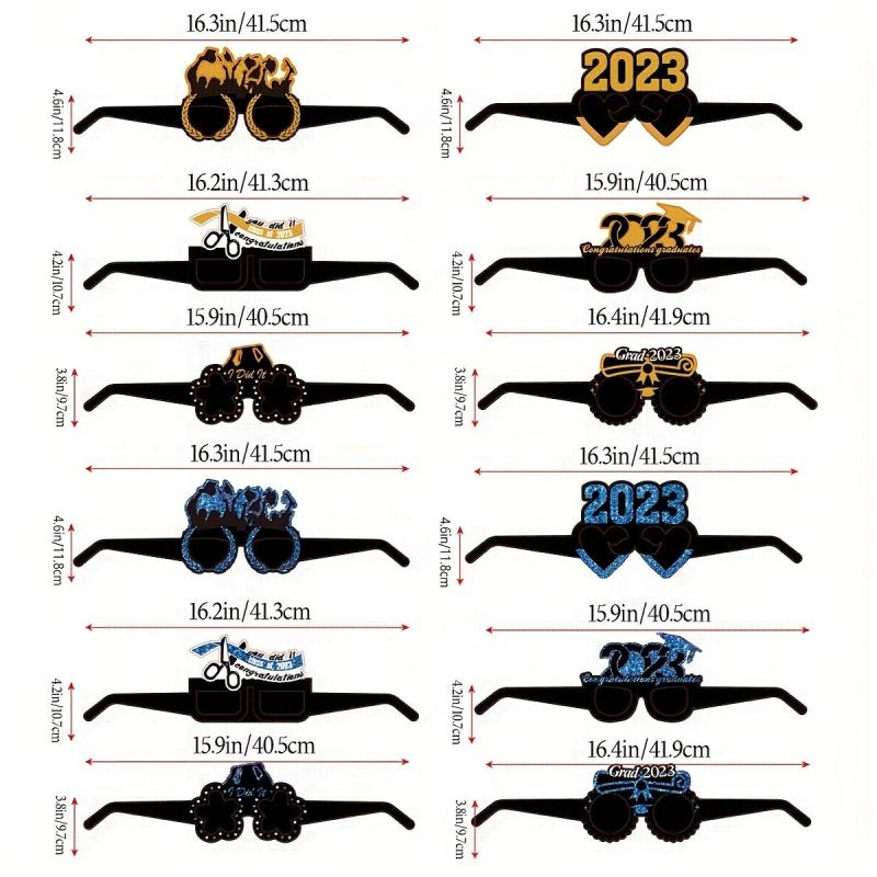 6 Pcs Glitter Paper Glasses Graduation Party Decorations