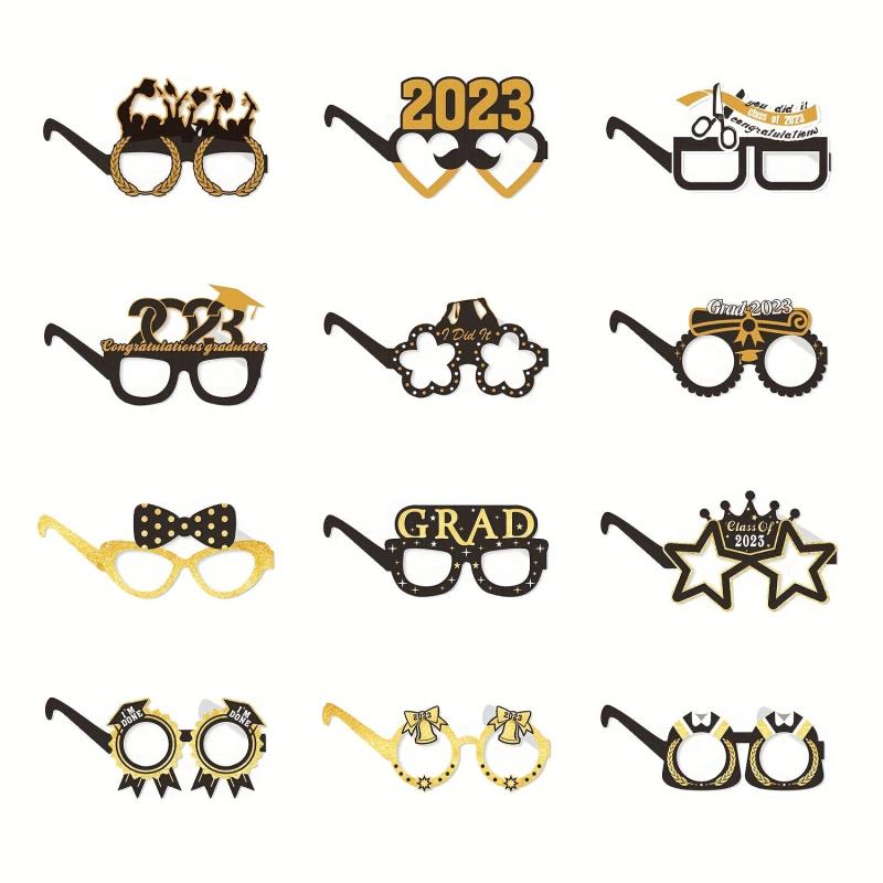 6 Pcs Glitter Paper Glasses Graduation Party Decorations