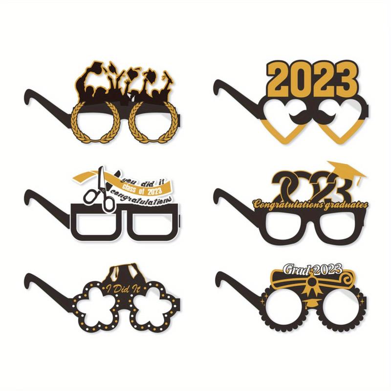 6 Pcs Glitter Paper Glasses Graduation Party Decorations