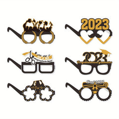 6 Pcs Glitter Paper Glasses Graduation Party Decorations