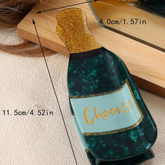 Women's Champagne Bottle Hair Claw Acetate Ponytail Holder