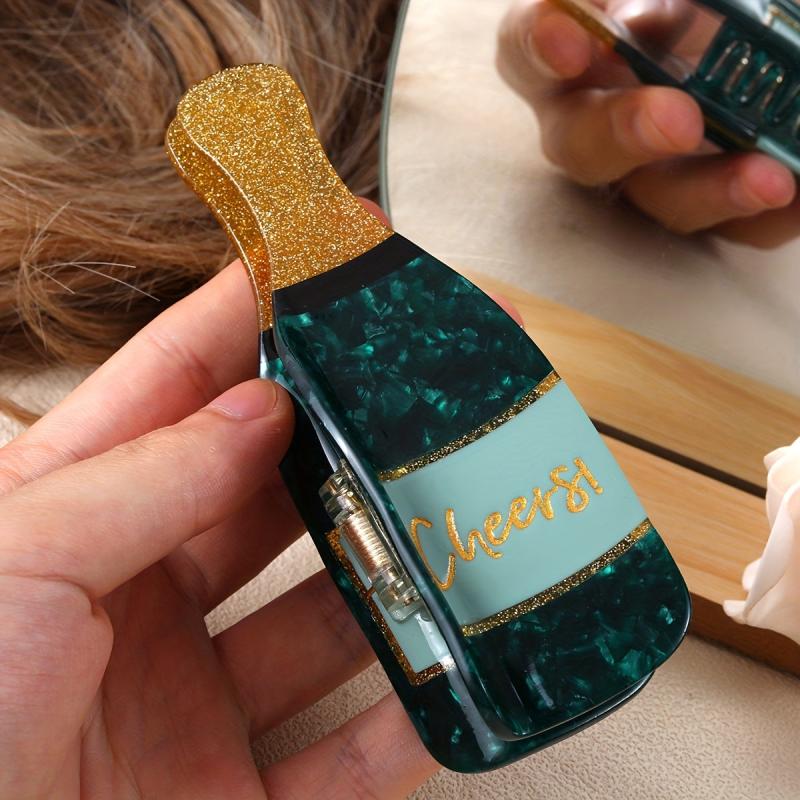 Women's Champagne Bottle Hair Claw Acetate Ponytail Holder