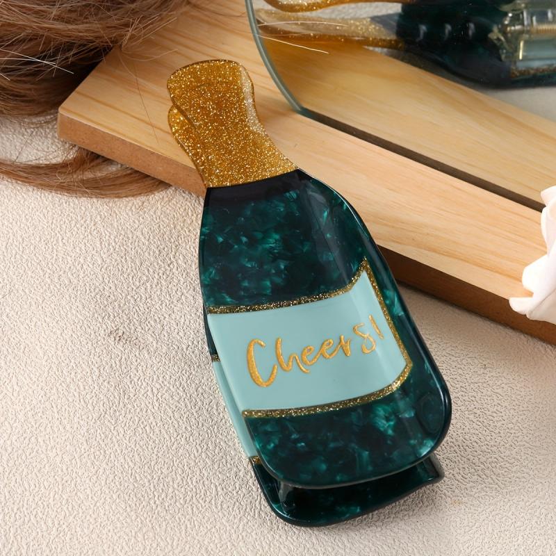 Women's Champagne Bottle Hair Claw Acetate Ponytail Holder