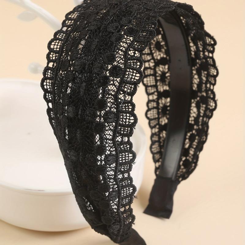 Wide Lace Headband Sweet Mother Headband Hollow Hair Band