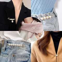 Faux Pearl Brooch for Women Rhinestone Shawl Pin Clip
