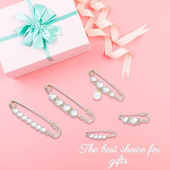 Faux Pearl Brooch for Women Rhinestone Shawl Pin Clip