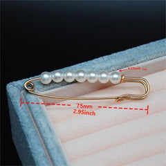 Faux Pearl Brooch for Women Rhinestone Shawl Pin Clip