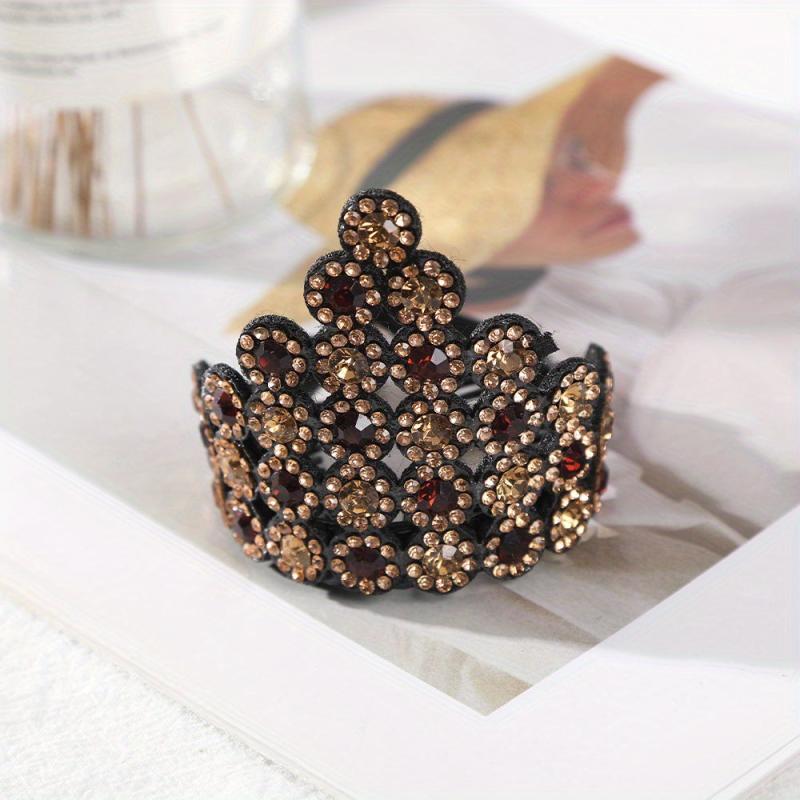 Light Rhinestone Ponytail Hair Claws Crystal Hair Bun Holder