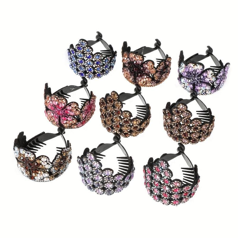 Light Rhinestone Ponytail Hair Claws Crystal Hair Bun Holder