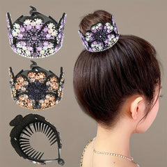 Light Rhinestone Ponytail Hair Claws Crystal Hair Bun Holder